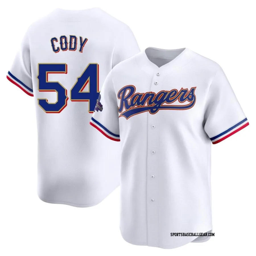 Kyle Cody Youth Texas Rangers Gold Limited White 2024 Collection Jersey