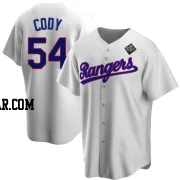 Kyle Cody Youth Texas Rangers White Replica Home Cooperstown Collection 2023 World Series Jersey