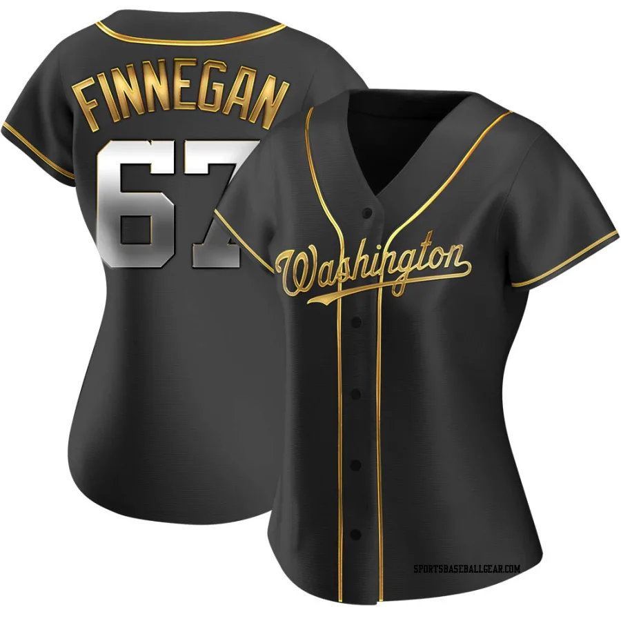 Kyle Finnegan Women's Washington Nationals Black Golden Replica Alternate Jersey