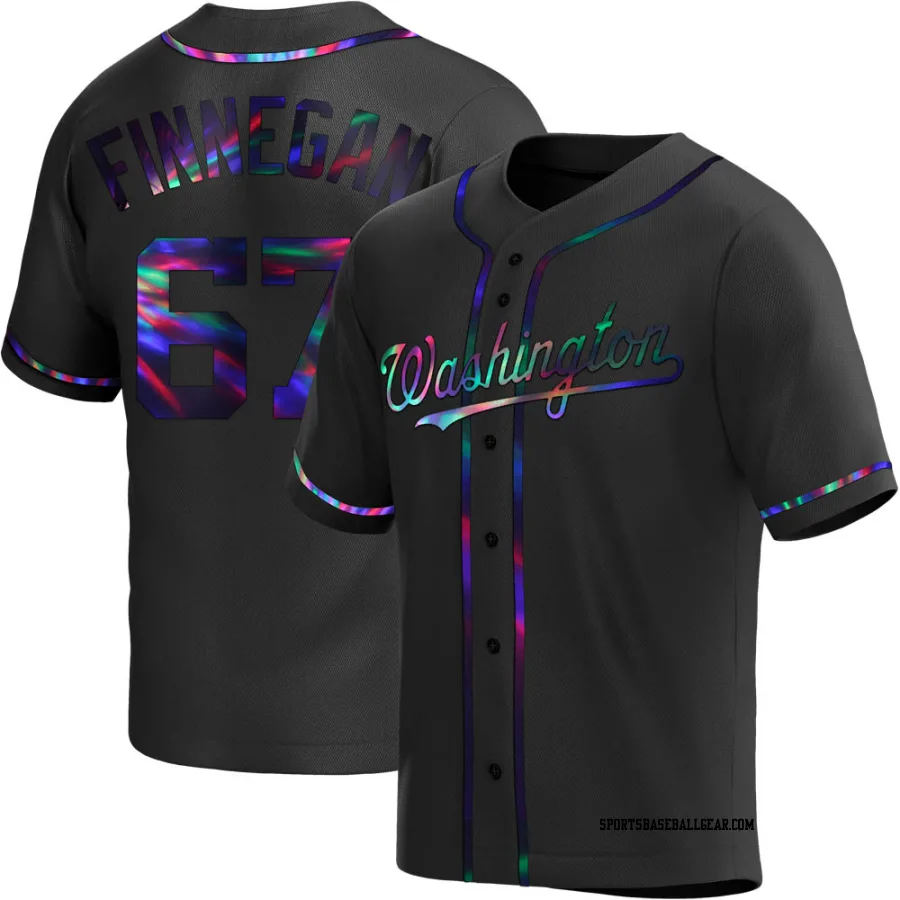 Kyle Finnegan Youth Washington Nationals Black Holographic Replica Alternate Jersey