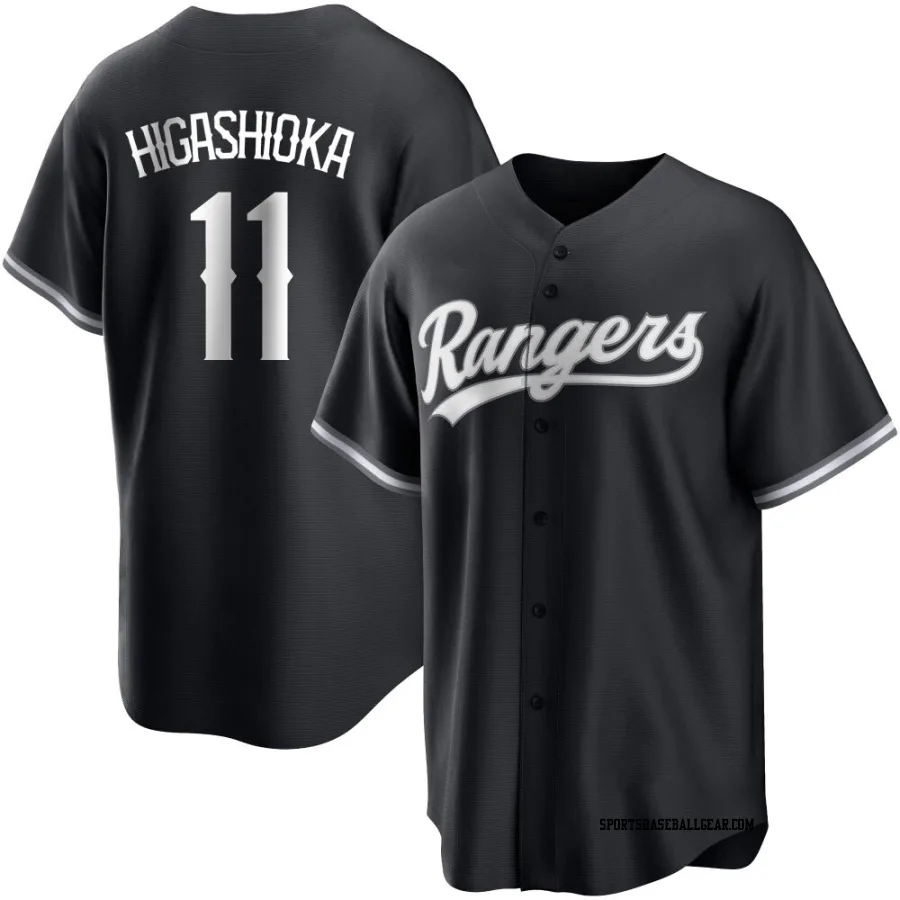 Kyle Higashioka Men's Texas Rangers Black/White Replica Jersey