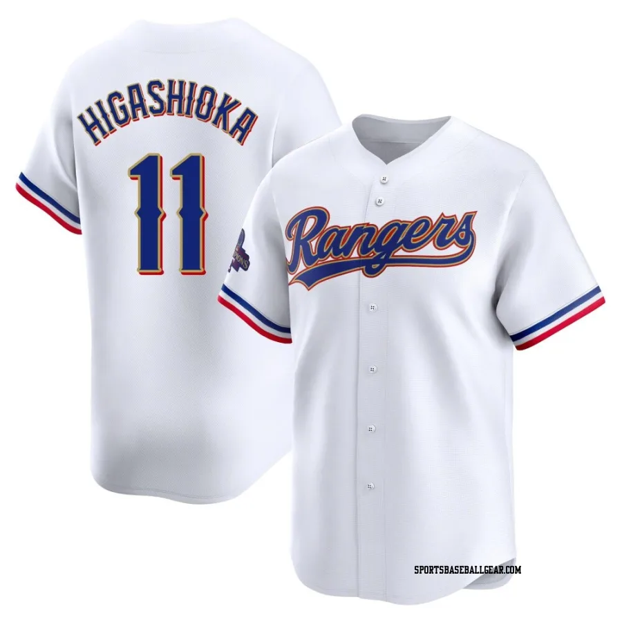 Kyle Higashioka Men's Texas Rangers Gold Limited White 2024 Collection Jersey