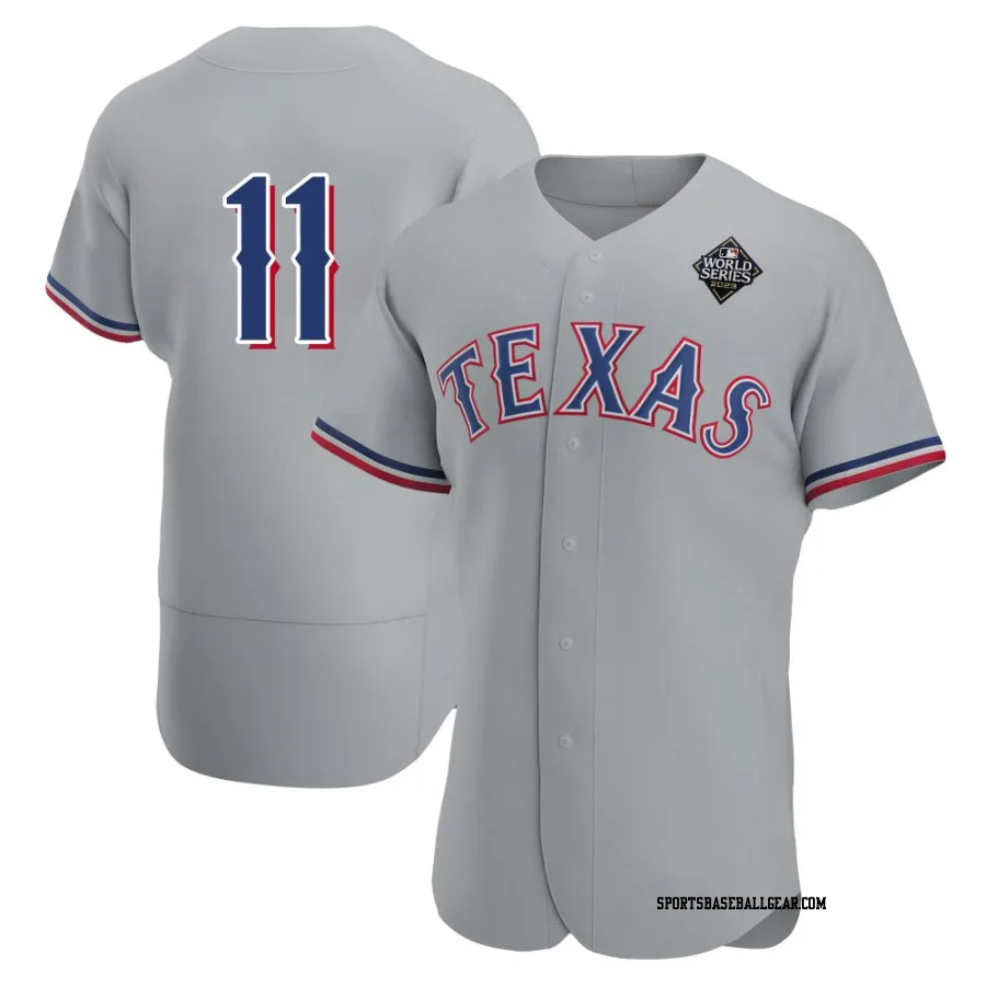 Kyle Higashioka Men's Texas Rangers Gray Authentic Road 2023 World Series Jersey