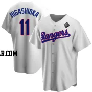 Kyle Higashioka Men's Texas Rangers White Replica Home Cooperstown Collection 2023 World Series Jersey