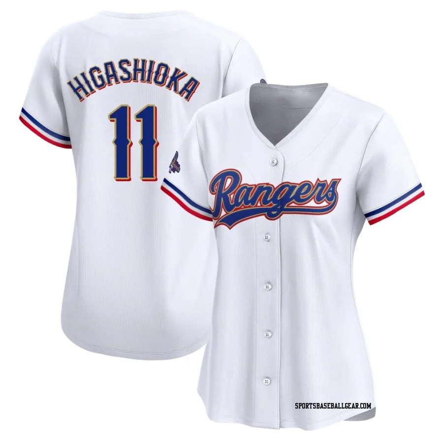 Kyle Higashioka Women's Texas Rangers Gold Limited White 2024 Collection Jersey