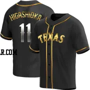 Kyle Higashioka Youth Texas Rangers Black Golden Replica Alternate Jersey