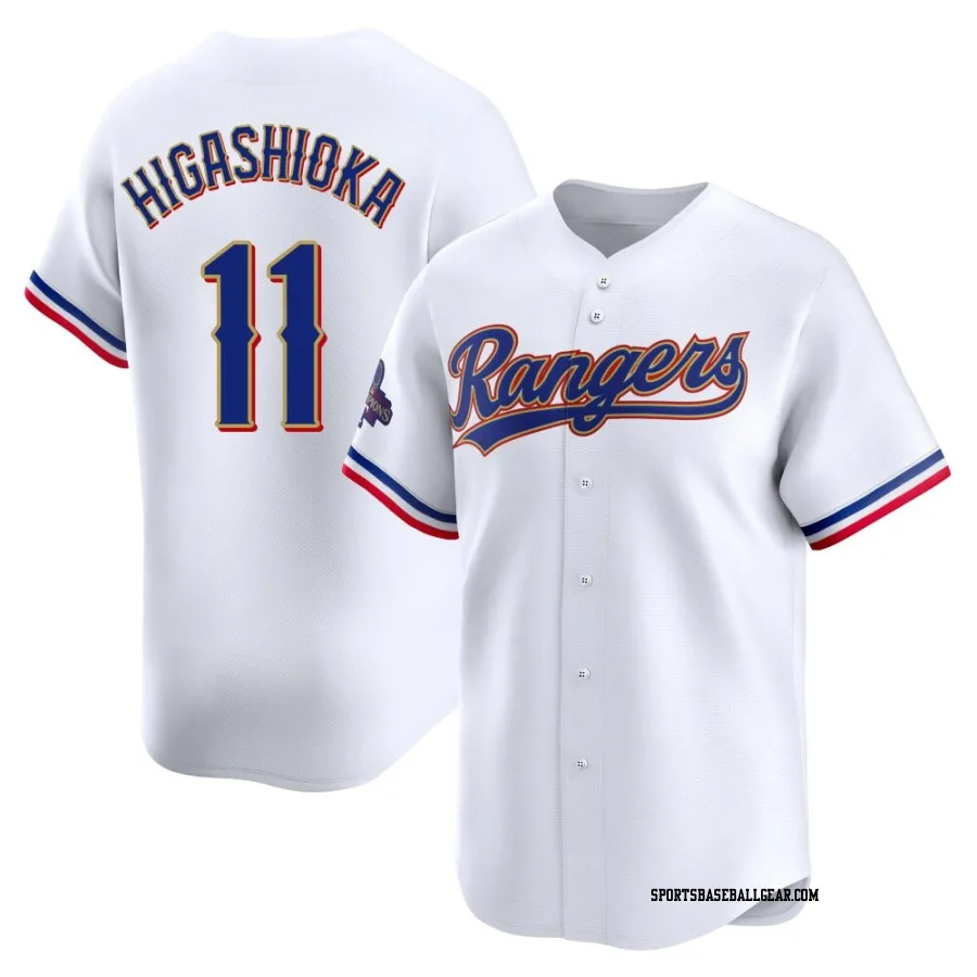 Kyle Higashioka Youth Texas Rangers Gold Limited White 2024 Collection Jersey