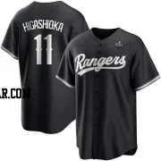 Kyle Higashioka Youth Texas Rangers White Replica Black 2023 World Series Jersey