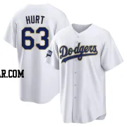 Kyle Hurt Men's Los Angeles Dodgers White/Gold Replica 2021 Gold Program Player Jersey