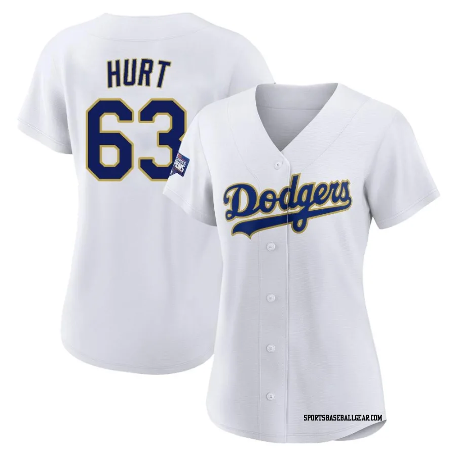 Kyle Hurt Women's Los Angeles Dodgers White/Gold Replica 2021 Gold Program Player Jersey