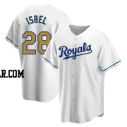 Kyle Isbel Men's Kansas City Royals Gold Replica White Home Jersey