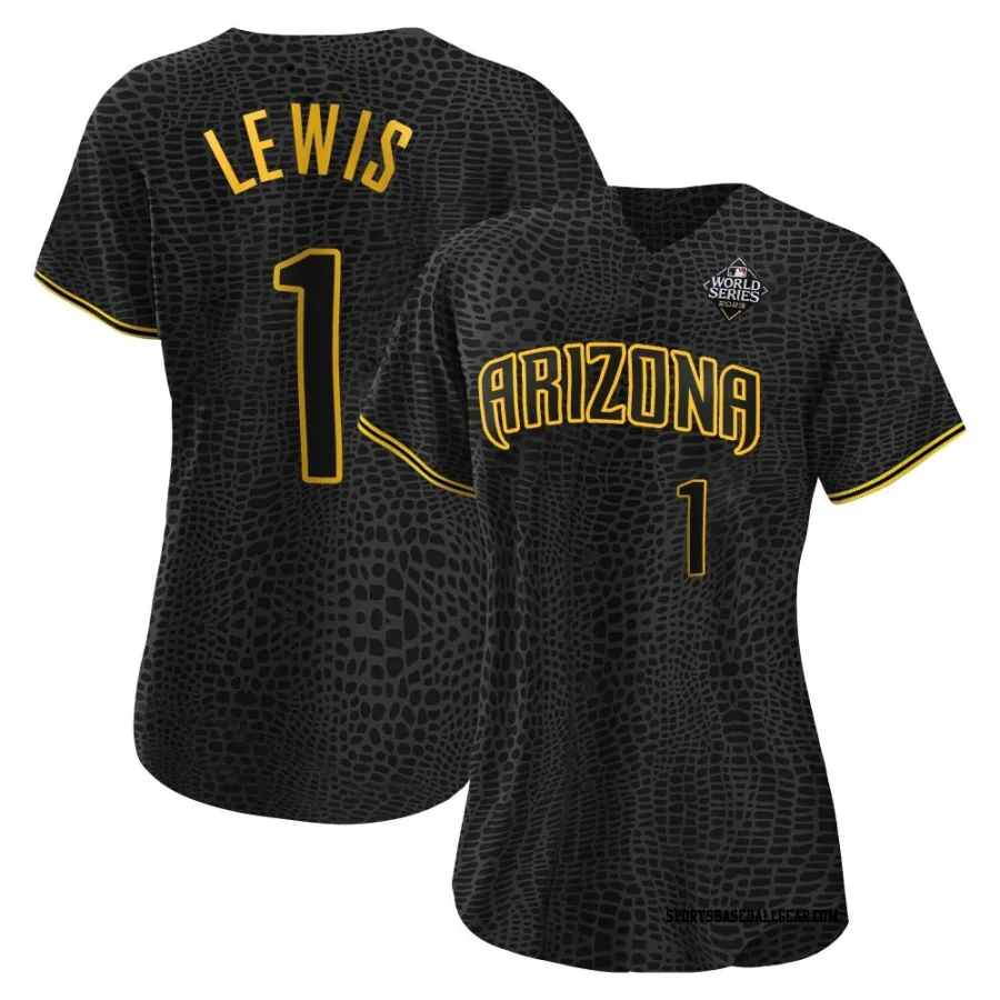 Kyle Lewis Women's Arizona Diamondbacks Black Authentic Snake Skin City 2023 World Series Jersey