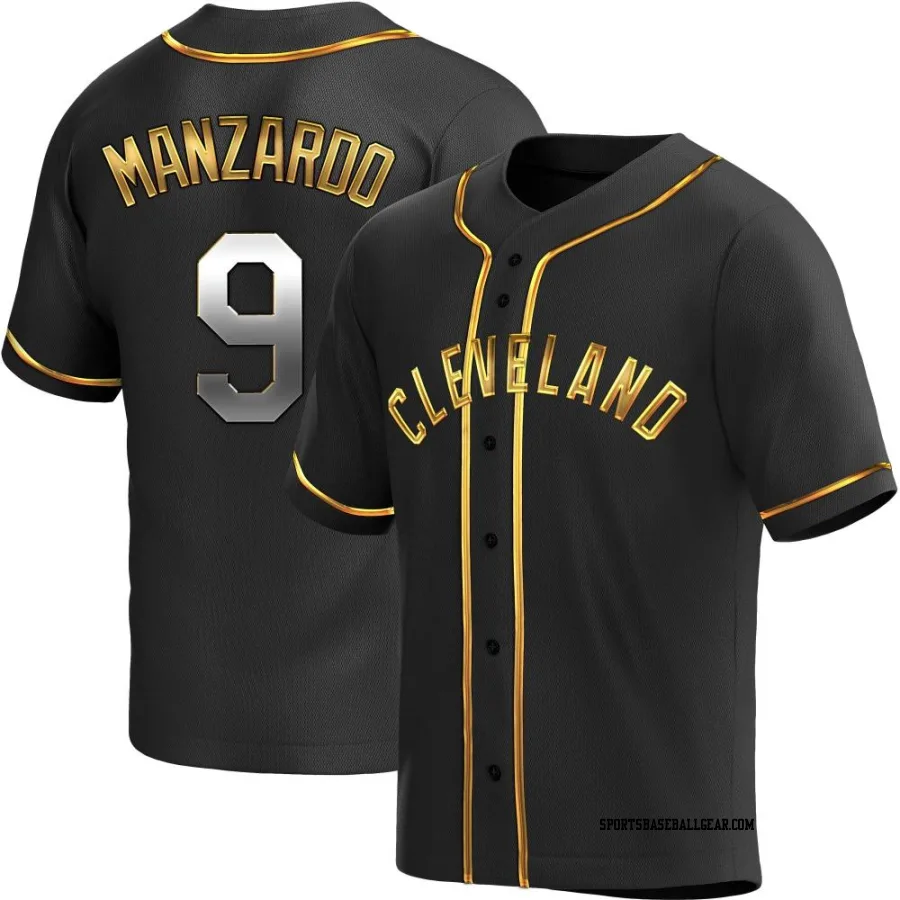 Kyle Manzardo Men's Cleveland Guardians Black Golden Replica Alternate Jersey