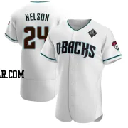 Kyle Nelson Men's Arizona Diamondbacks White Authentic Teal Alternate 2023 World Series Jersey