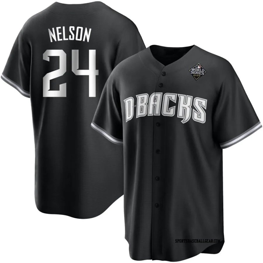 Kyle Nelson Men's Arizona Diamondbacks White Replica Black 2023 World Series Jersey