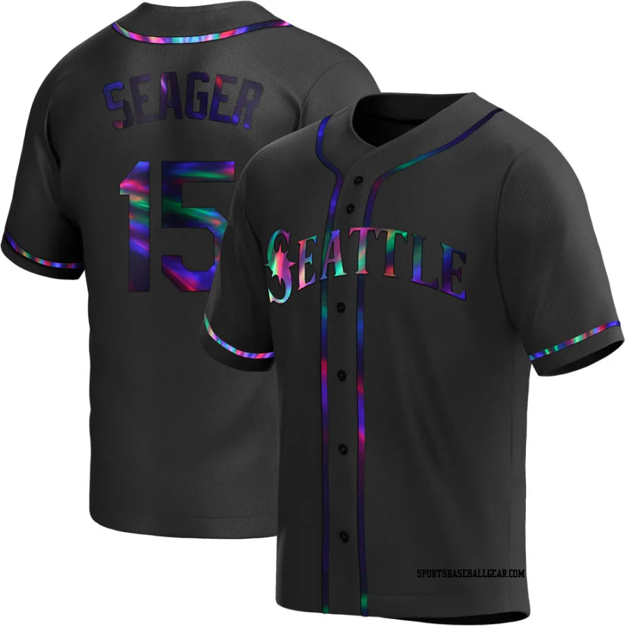 Kyle Seager Men's Seattle Mariners Black Holographic Replica Alternate Jersey