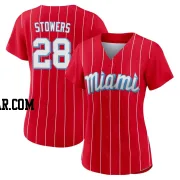 Kyle Stowers Women's Miami Marlins Red Authentic 2021 City Connect Jersey