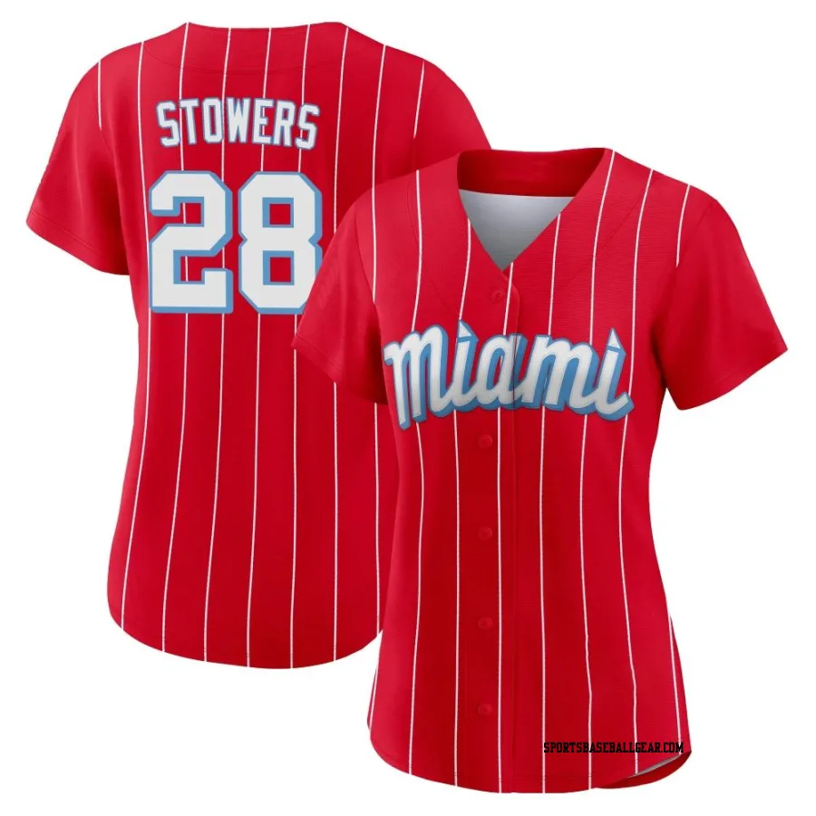 Kyle Stowers Women's Miami Marlins Red Authentic 2021 City Connect Jersey