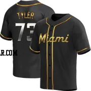 Kyle Tyler Men's Miami Marlins Black Golden Replica Alternate Jersey