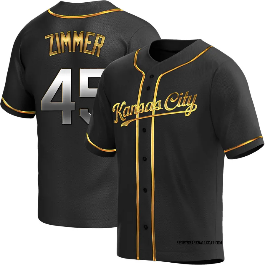 Kyle Zimmer Men's Kansas City Royals Black Golden Replica Alternate Jersey