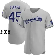 Kyle Zimmer Men's Kansas City Royals Gray Authentic Road Jersey