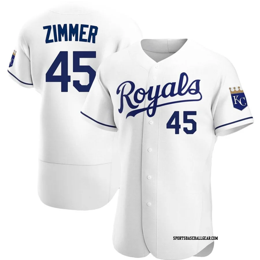 Kyle Zimmer Men's Kansas City Royals White Authentic Home Jersey