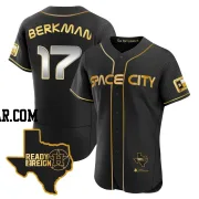 Lance Berkman Men's Houston Astros Black/Gold Authentic 2023 Space City Ready 2 Reign Flex Base Jersey