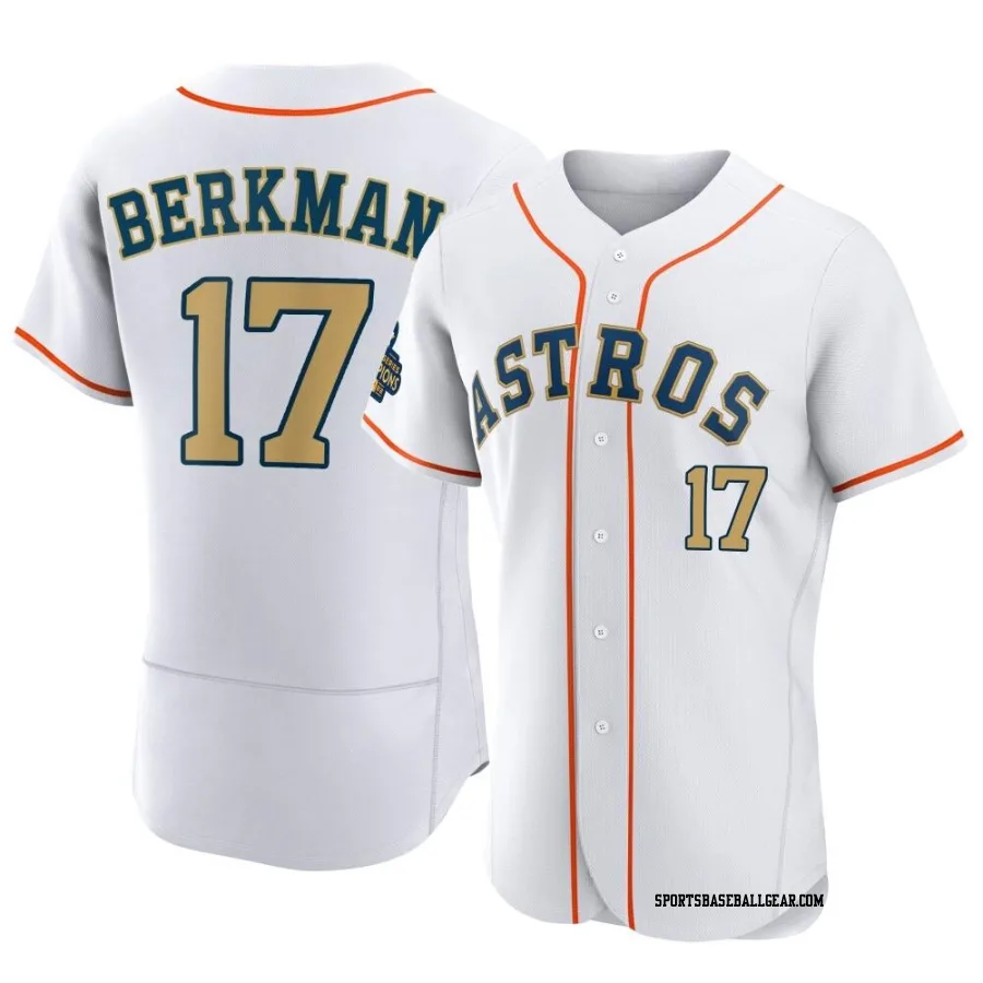 Lance Berkman Men's Houston Astros Gold Authentic White 2023 Collection Jersey