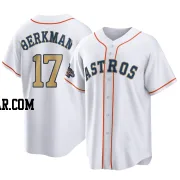 Lance Berkman Men's Houston Astros Gold Replica White 2023 Collection Jersey