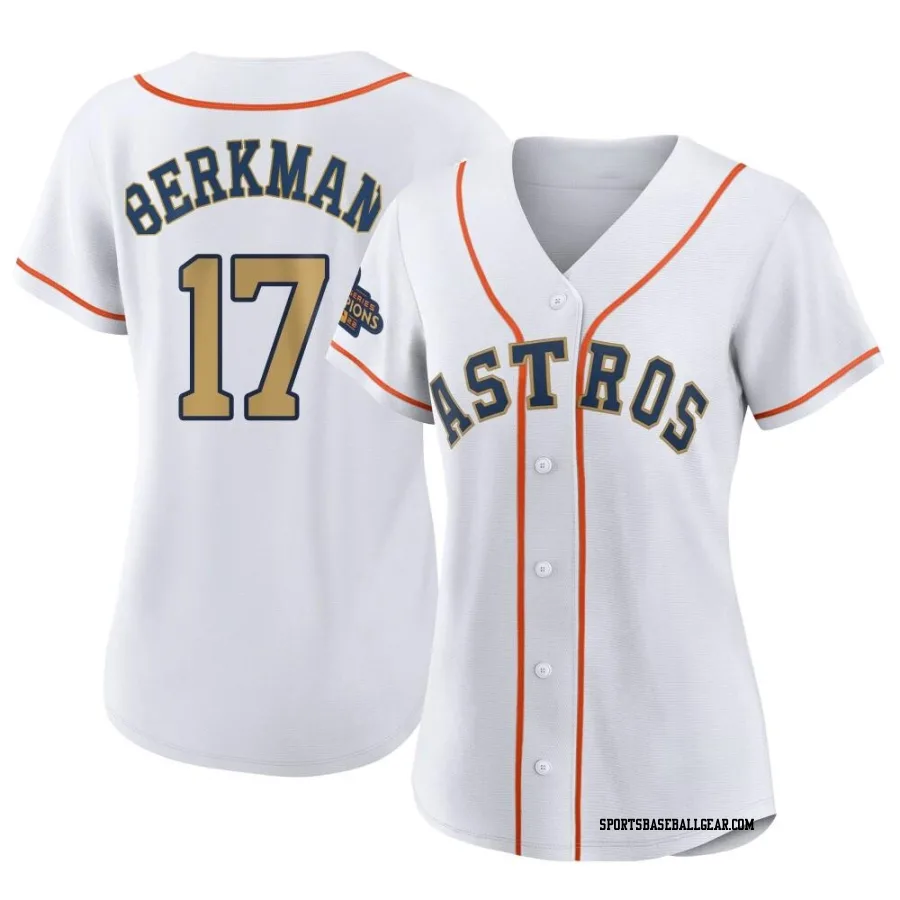 Lance Berkman Women's Houston Astros Gold Authentic White 2023 Collection Jersey