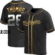 Lane Thomas Men's Washington Nationals Black Golden Replica Alternate Jersey