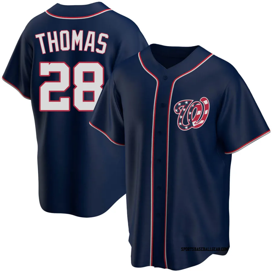 Lane Thomas Men's Washington Nationals Navy Replica Alternate Team Jersey