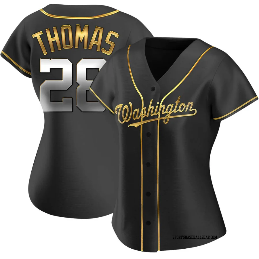 Lane Thomas Women's Washington Nationals Black Golden Replica Alternate Jersey