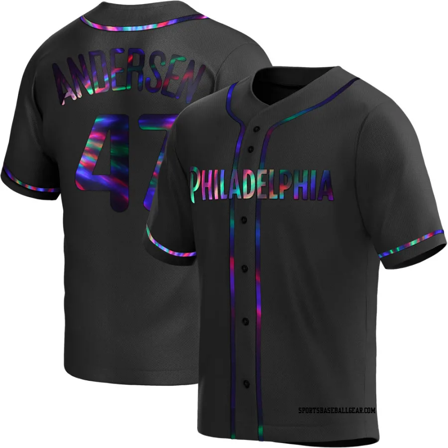 Larry Andersen Men's Philadelphia Phillies Black Holographic Replica Alternate Jersey