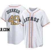 Larry Dierker Men's Houston Astros Gold Replica White 2023 Collection Jersey