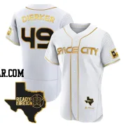 Larry Dierker Men's Houston Astros White/Gold Authentic 2023 Space City Ready 2 Reign Flex Base Jersey