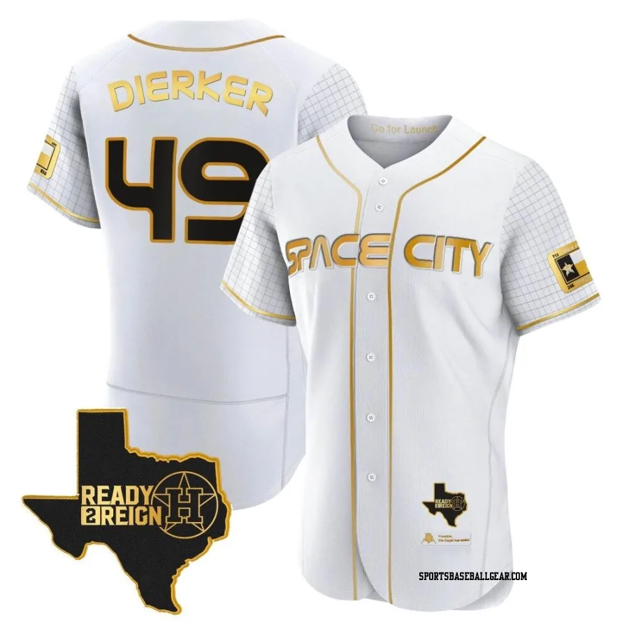 Larry Dierker Men's Houston Astros White/Gold Authentic 2023 Space City Ready 2 Reign Flex Base Jersey