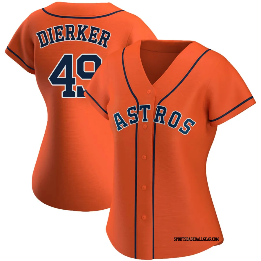 Larry Dierker Women's Houston Astros Orange Replica Alternate Jersey