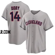 Larry Doby Men's Cleveland Guardians Gray Replica Road Jersey