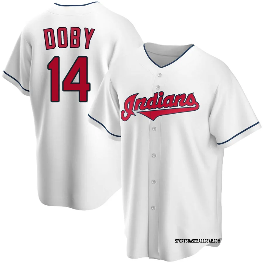 Larry Doby Men's Cleveland Guardians White Replica Home Jersey