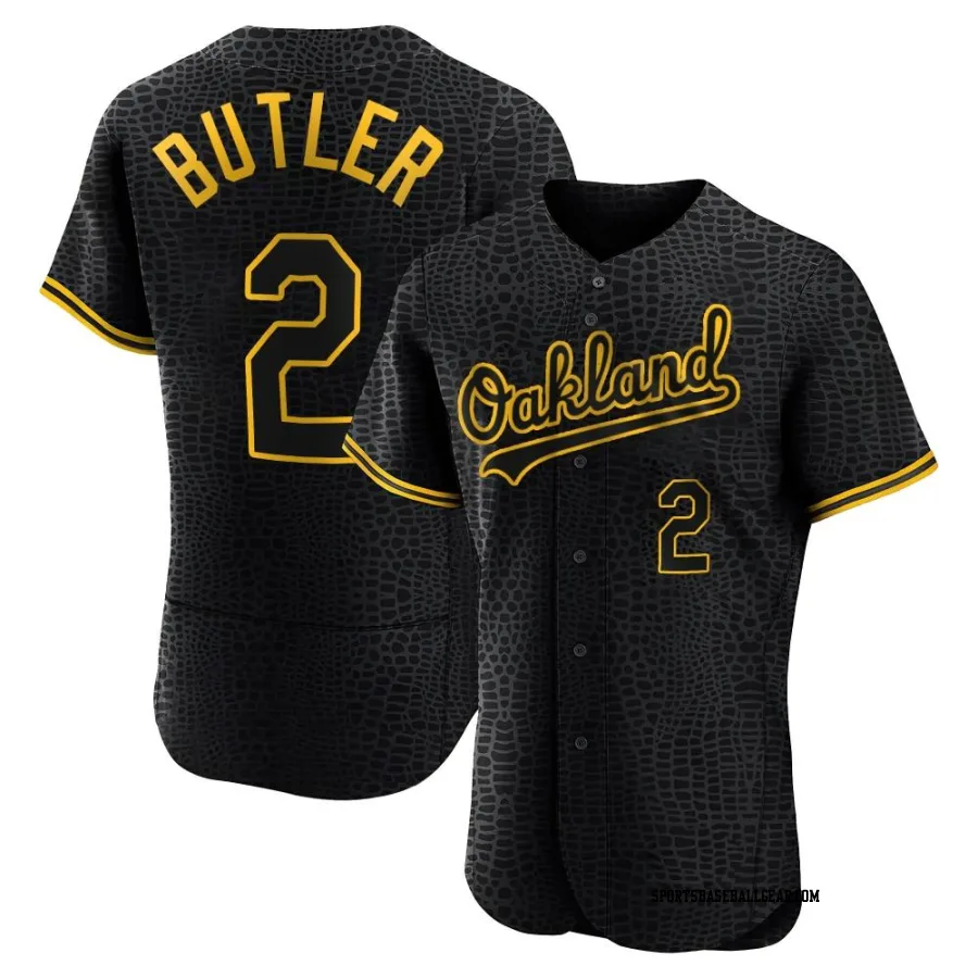 Lawrence Butler Men's Oakland Athletics Black Authentic Snake Skin City Jersey