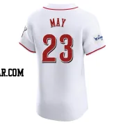 Lee May Men's Cincinnati Reds White Elite Home Patch Jersey