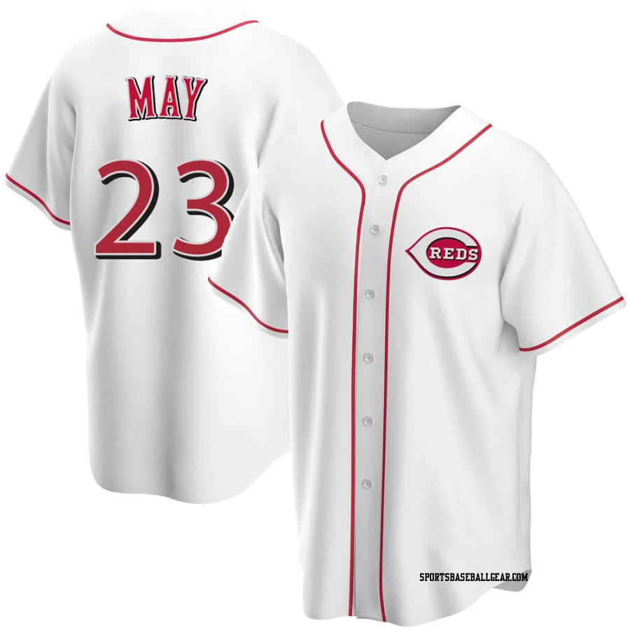 Lee May Men's Cincinnati Reds White Replica Home Jersey