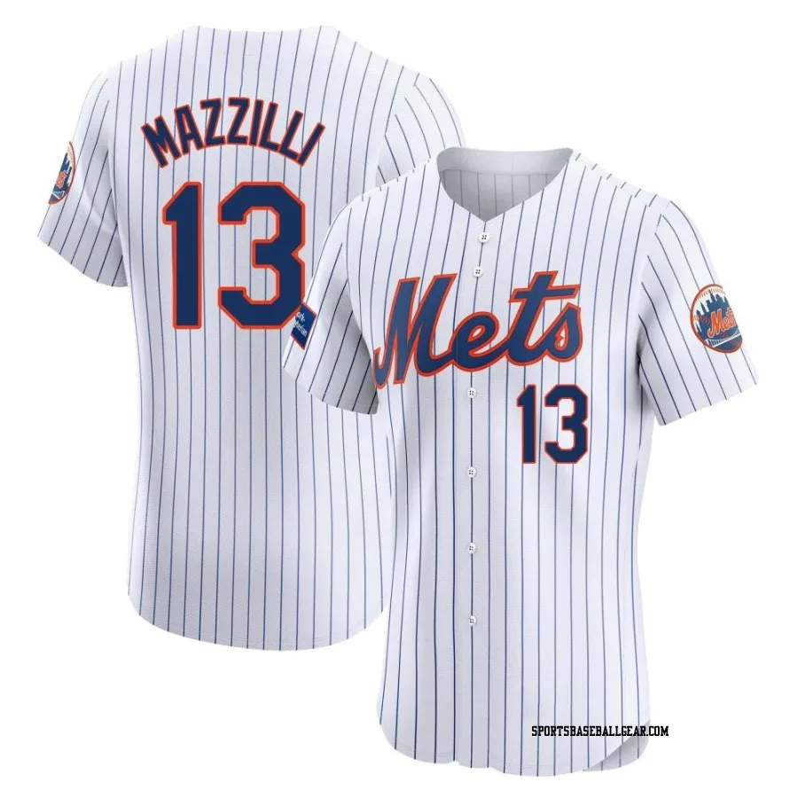 Lee Mazzilli Men's New York Mets White Elite Home Patch Jersey