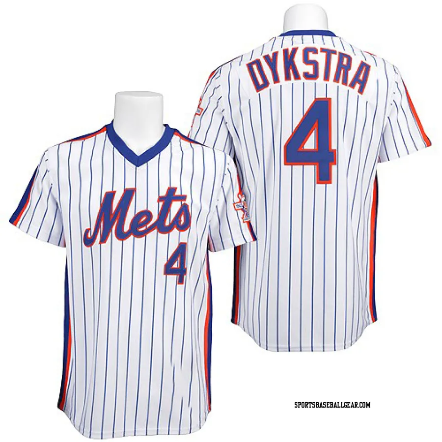 Lenny Dykstra Men's New York Mets White/Blue Authentic Strip Throwback Jersey