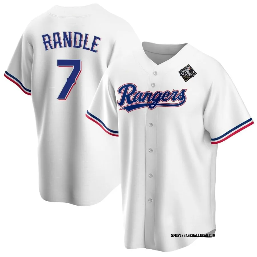 Lenny Randle Men's Texas Rangers White Replica Home 2023 World Series Jersey