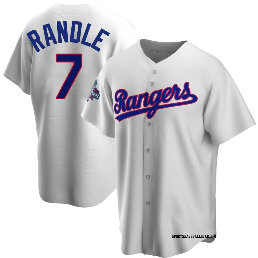 Lenny Randle Men's Texas Rangers White Replica Home Cooperstown Collection 2023 World Series Champions Jersey