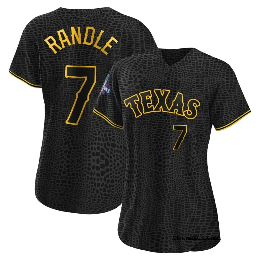 Lenny Randle Women's Texas Rangers Black Authentic Snake Skin City 2023 World Series Champions Jersey