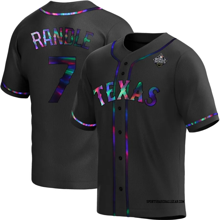 Lenny Randle Youth Texas Rangers Black Holographic Replica Alternate 2023 World Series Jersey