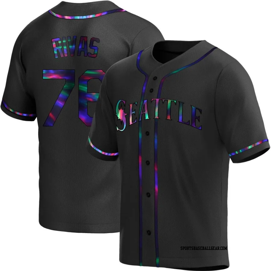 Leo Rivas Youth Seattle Mariners Black Holographic Replica Alternate Jersey